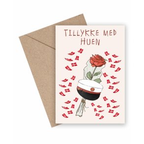 Tillykke med huen, rd kort