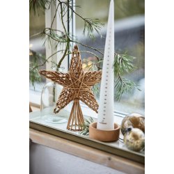 Kalenderlys 1-24 hvid m/kobbertal kegleformet