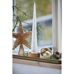 Kalenderlys 1-24 hvid m/kobbertal kegleformet