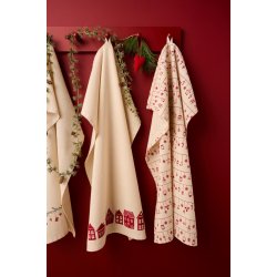 Viskestykke Sally natur m/rde huse