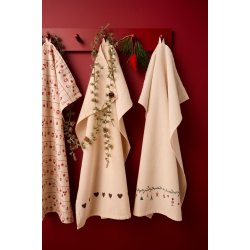 Viskestykke Johanne natur m/brune hjerter