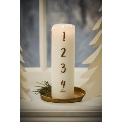 Adventslys 1-4 hvid m/brune tal